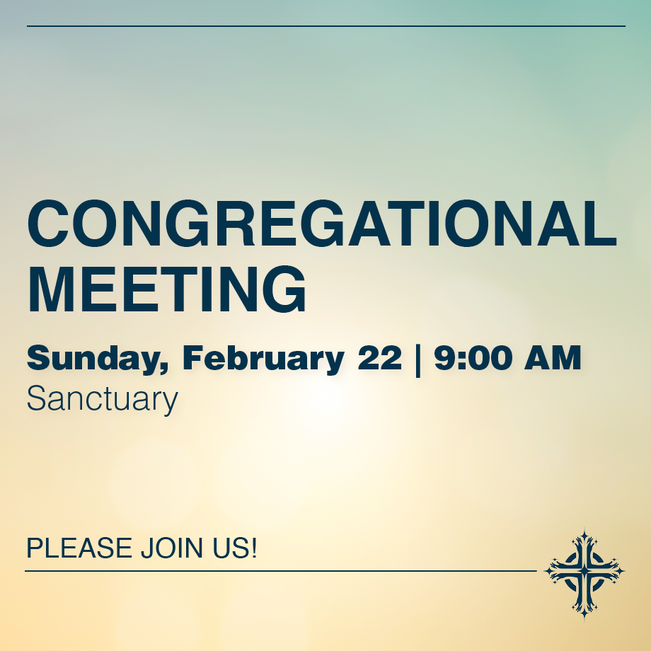 Congregational Meeting on February 22 at Tab